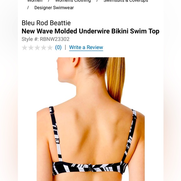 Bleu Rod Beattie black & white size 6 padded push up bikini top size 6 - Picture 2 of 5